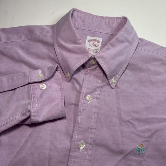 Brooks Brothers Oxford 1818 Purple Button Down Long Sleeve Shirt Mens Medium - Picture 1 of 5